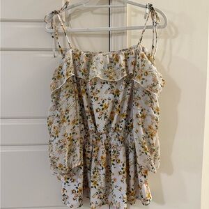PerSeption Concept Floral Camisole Top - White and Yellow